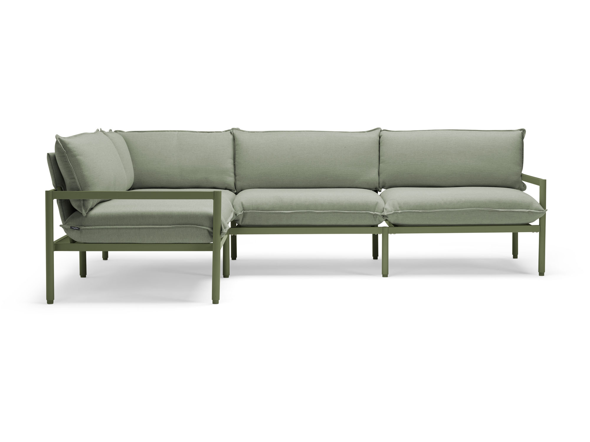 Front view of 2-piece green outdoor sectional sofa